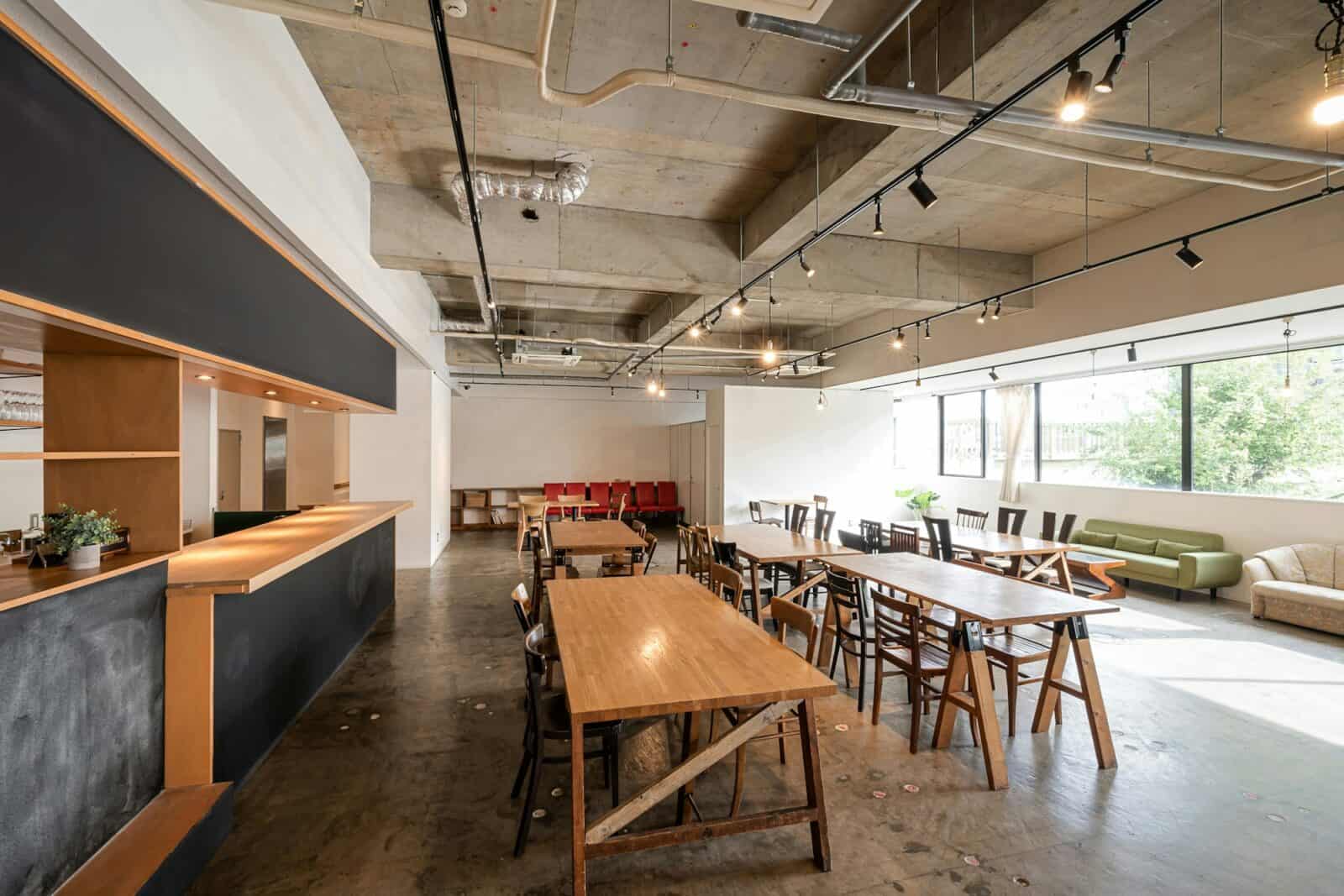 Interior of event space and cafe